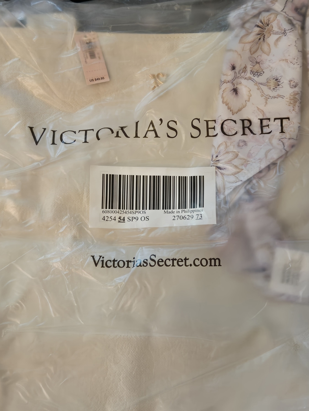 Victoria's Secret Cream Tote with Floral Accent